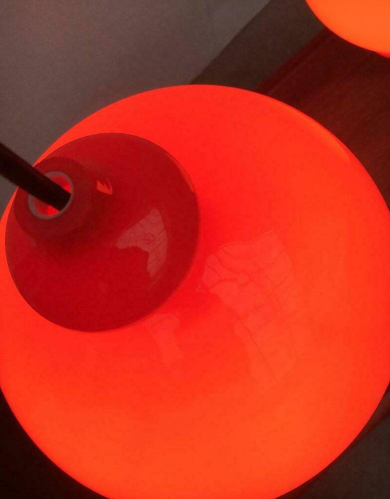Mid-century Swedish space-age glass pendant lamp by Hans-Agne Jakobsson for Staff and Holmegaard, 1960s.
