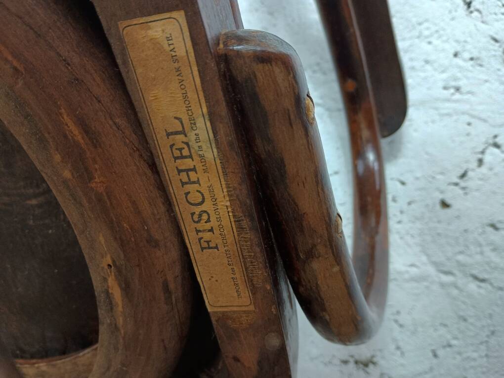 Curved wooden armchair Fischel bistro style late 19th century
