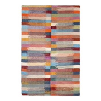 Contemporary Afghan kilim with colored bands 173 x 115 cm