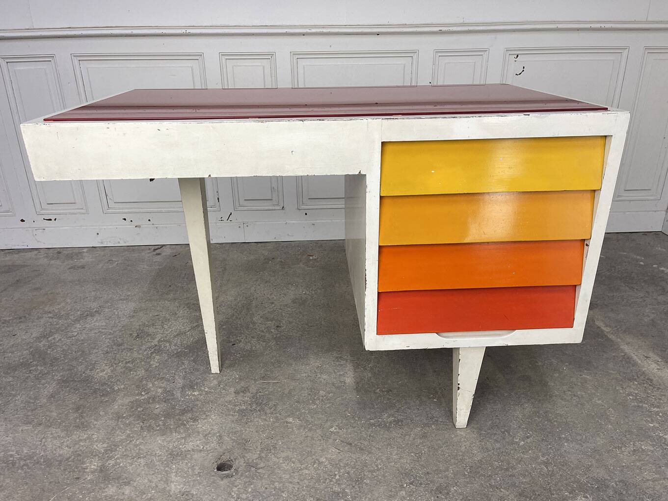 Sixties desk in wood and glass