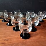 10 14cl glasses on black stems, Luminarc France, Milord 5 model