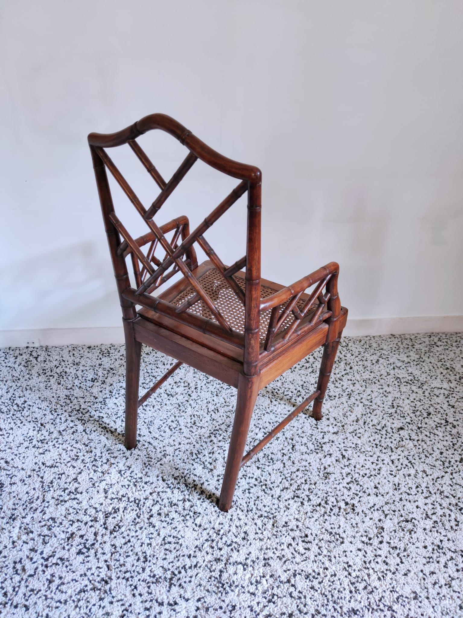 Asian canine armchair in wood in imitation of bamboo