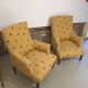 Pair of light mustard yellow English armchairs