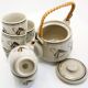 Teapot and its 6 cups with birds Seventies look made in Korea