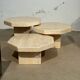 Set of 3 octagonal travertine tables 1970