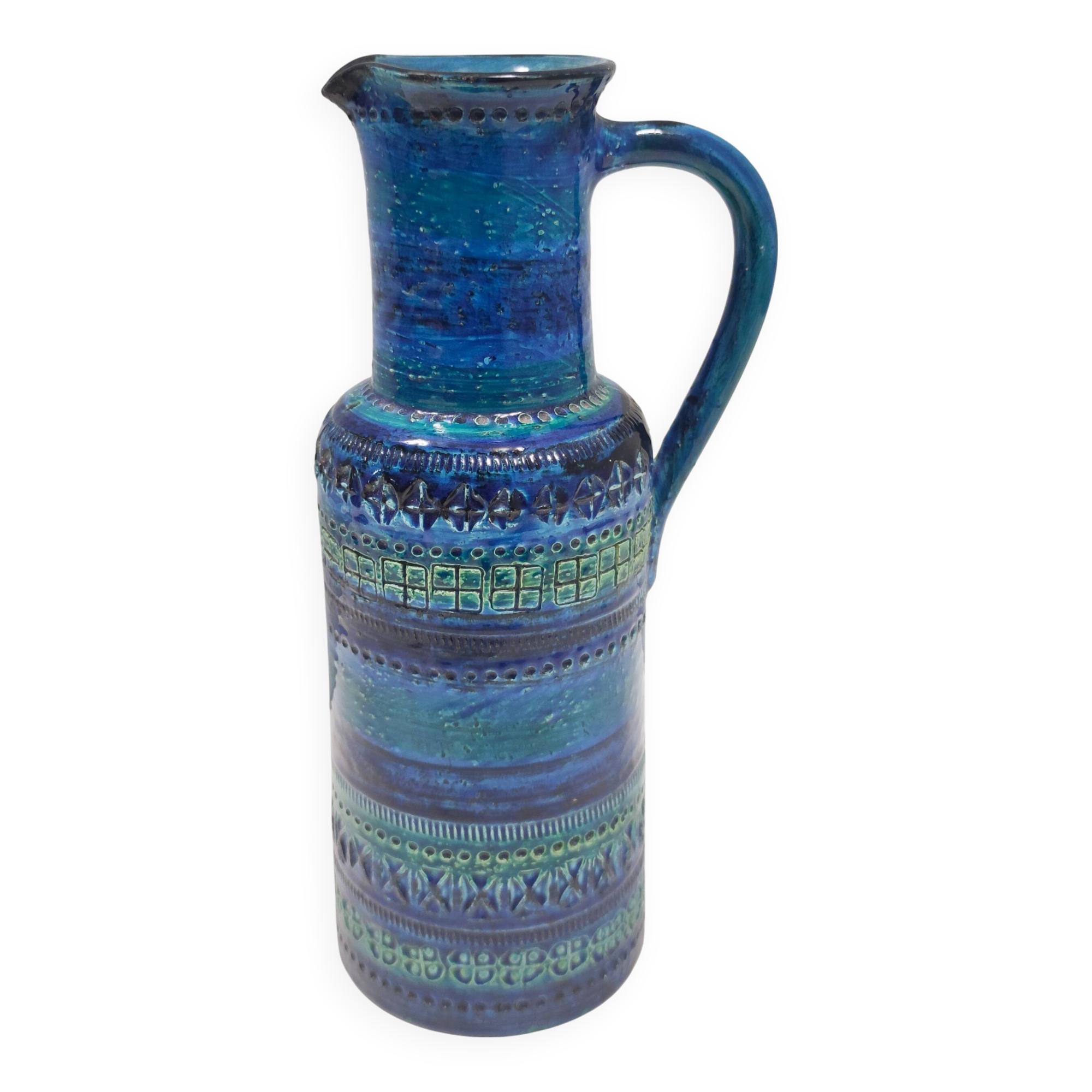 Rimini Blue Ceramic Pitcher Vase by A. Londi and F. Montelupo for Bitossi