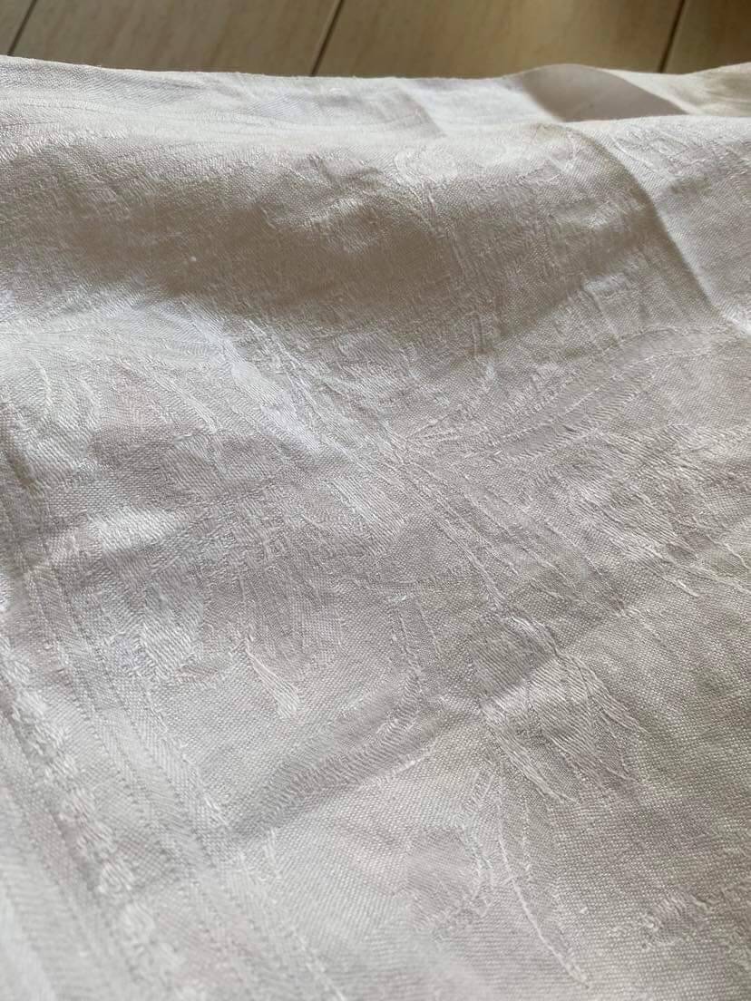 RG embroidered linen damask tablecloth late 19th century.