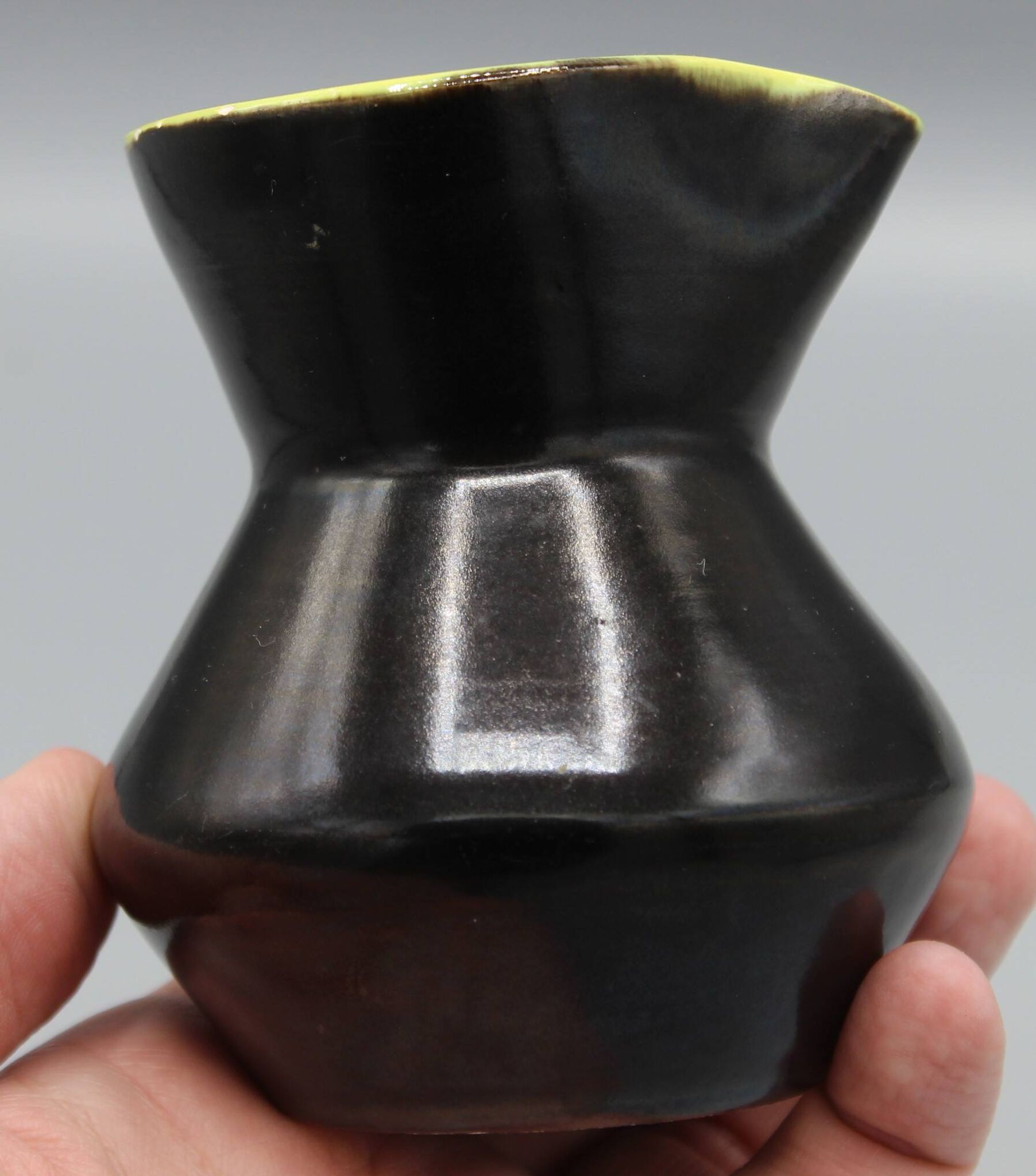Old ceramic pitcher design vintage black yellow dlg vallauris elchinger