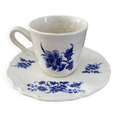 Aubusson earthenware cup and saucer from Sarreguemines FRANCE