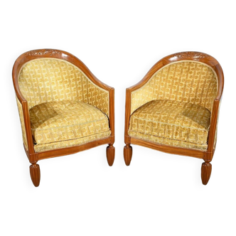 Pair of Blond Mahogany Bergères, Art Deco – 1940