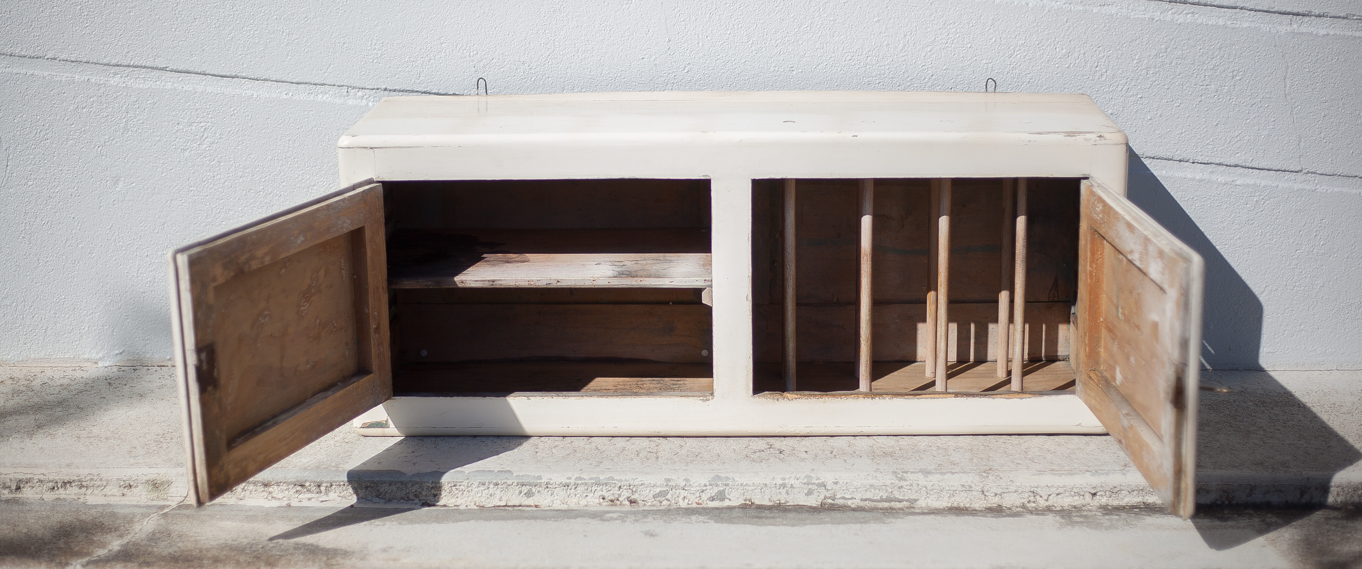 Vintage kitchen cabinet, wooden furniture 2 doors, cupboard, kitchen storage, wall cabinet