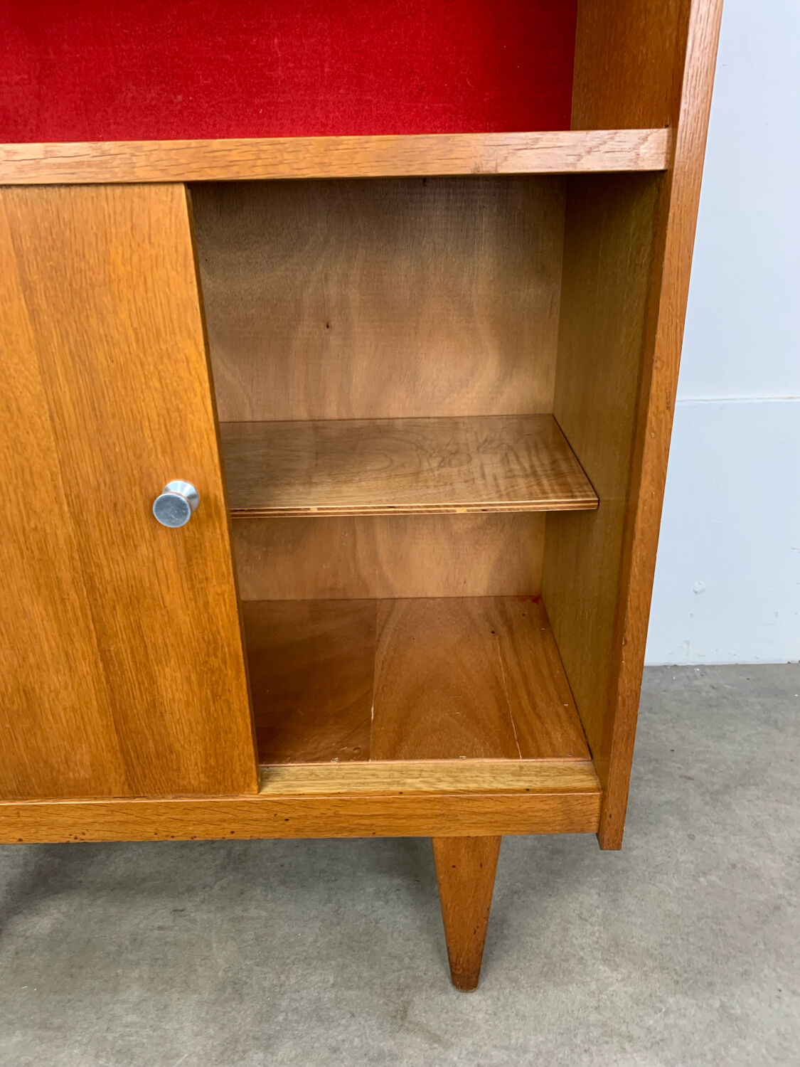 1950s vintage oak bookshelf.
