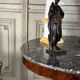 Empire style pedestal table in mahogany, gilt bronze, grey Saint Anne marble top, circa 1800