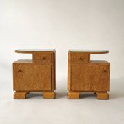 Tables de nuit en érable à œil de perdrix Art Déco, France, années 1930