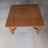 Table basse en rotin vintage