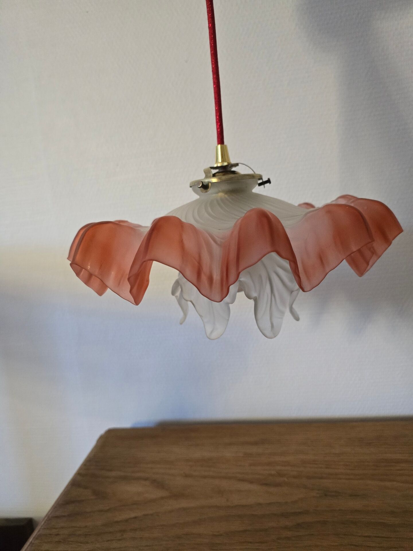 "Oriental Tulips" light suspension - blown glass in pink-orange