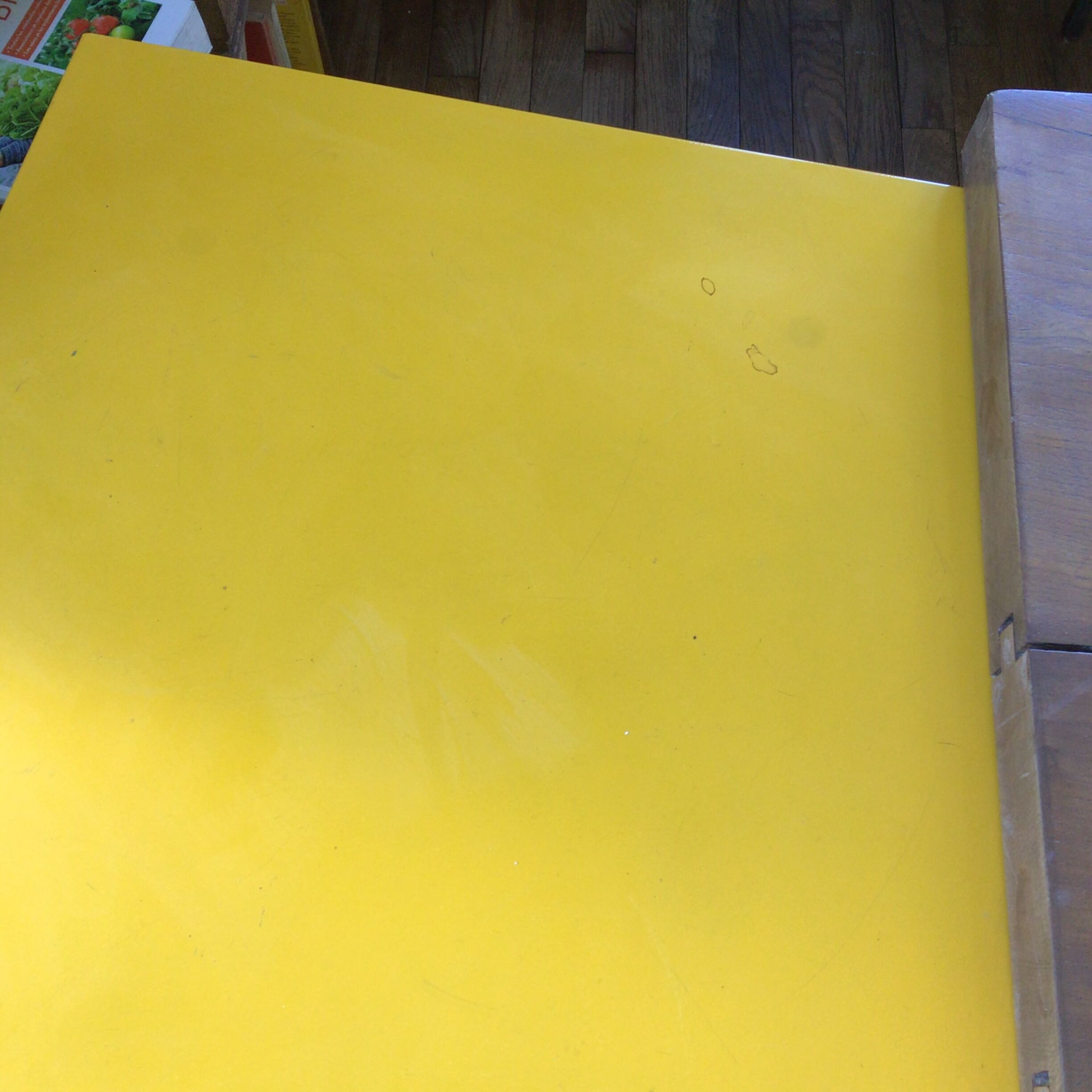 Small yellow metal desk