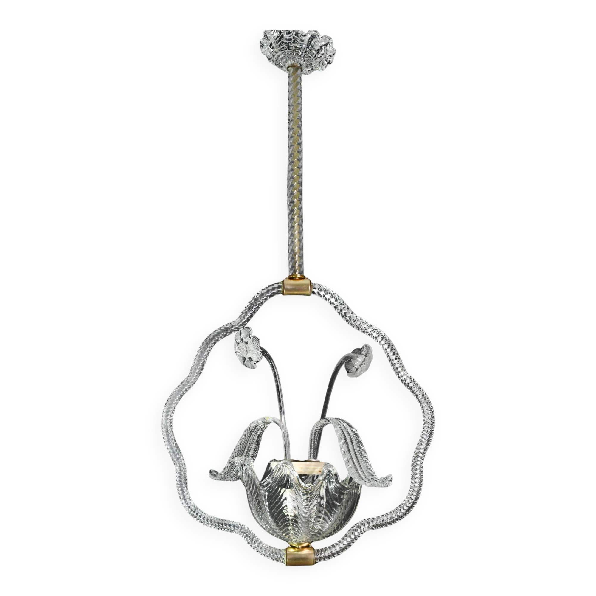 Art Deco transparent Barovier e Toso light with flowers, 1940s