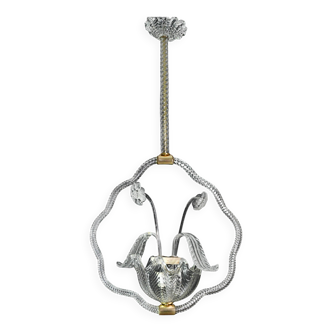 Art Deco transparent Barovier e Toso light with flowers, 1940s