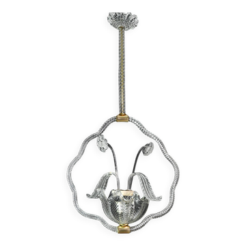Art Deco transparent Barovier e Toso light with flowers, 1940s