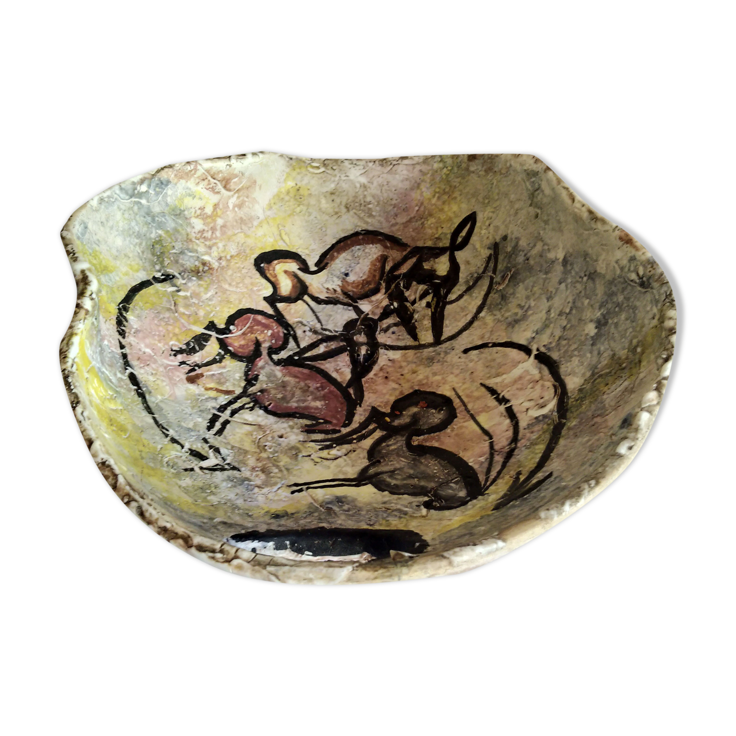 Vallauris rock ceramic basket 1950