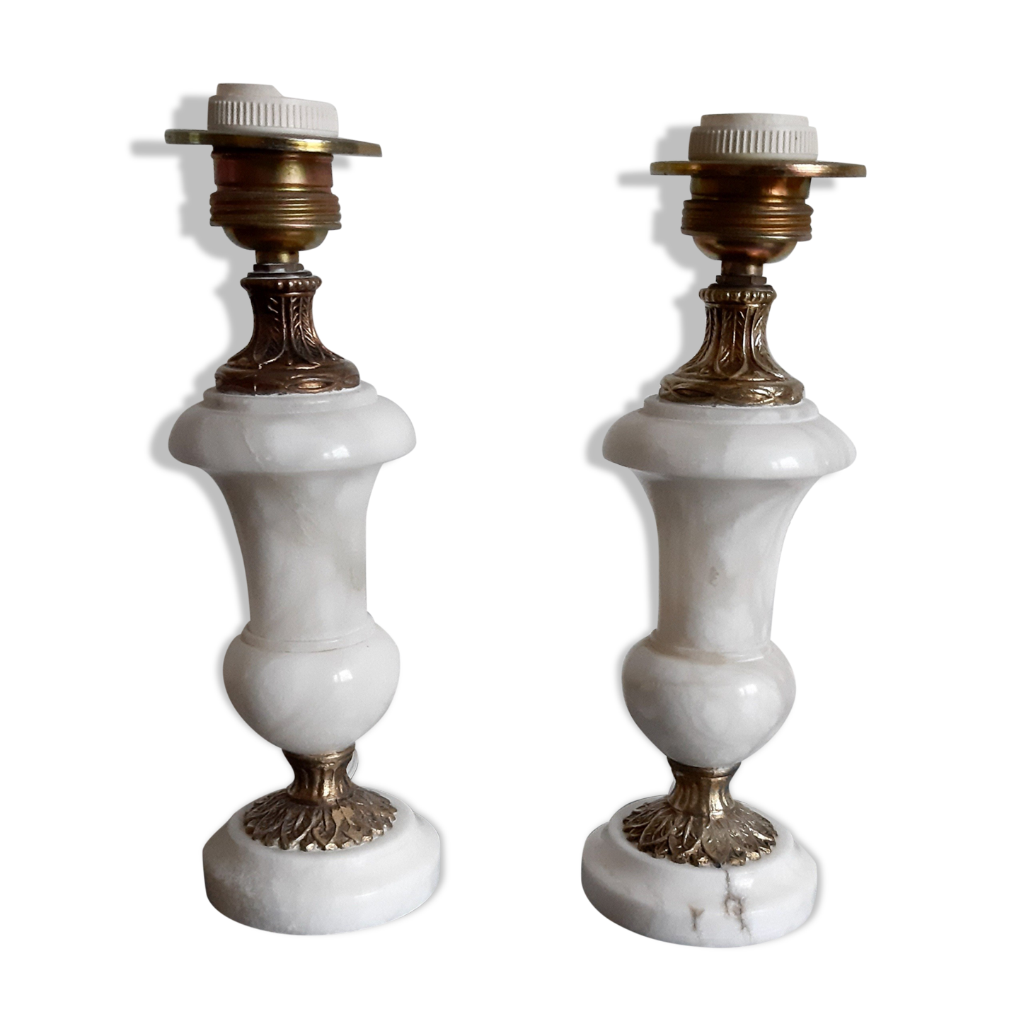 Pair of alabaster lamp feet