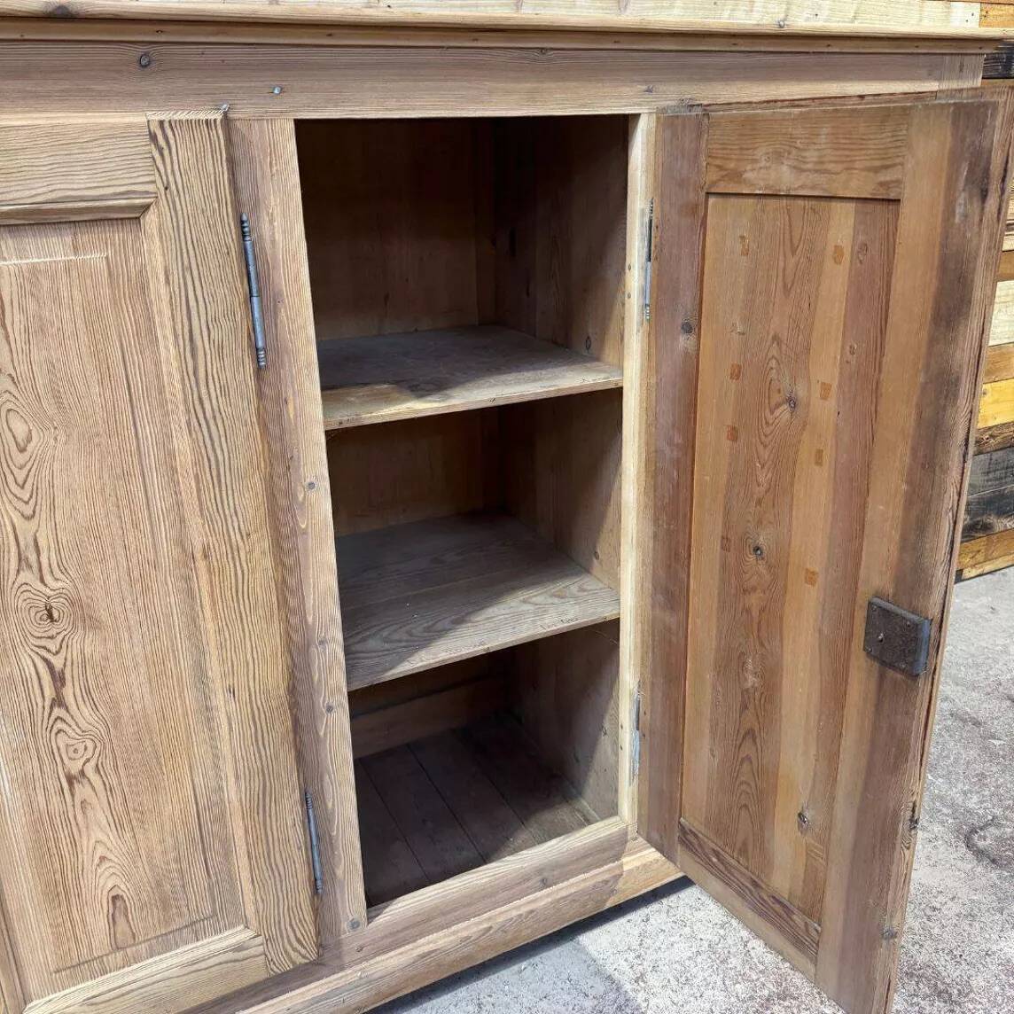 3-door buffet in pitch pine - Early 20th century - Sandblasted