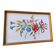 Tableau brodé Kalocsa multicolore sur fond blanc, cadre bois et verre, vintage années 1950