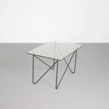Table vintage en métal et verre par Airborne, France, 1950