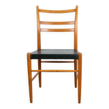 Series of 6 Swedish chairs in Elm and black Skai by Yngve Ekstrom for Gemla 1960.