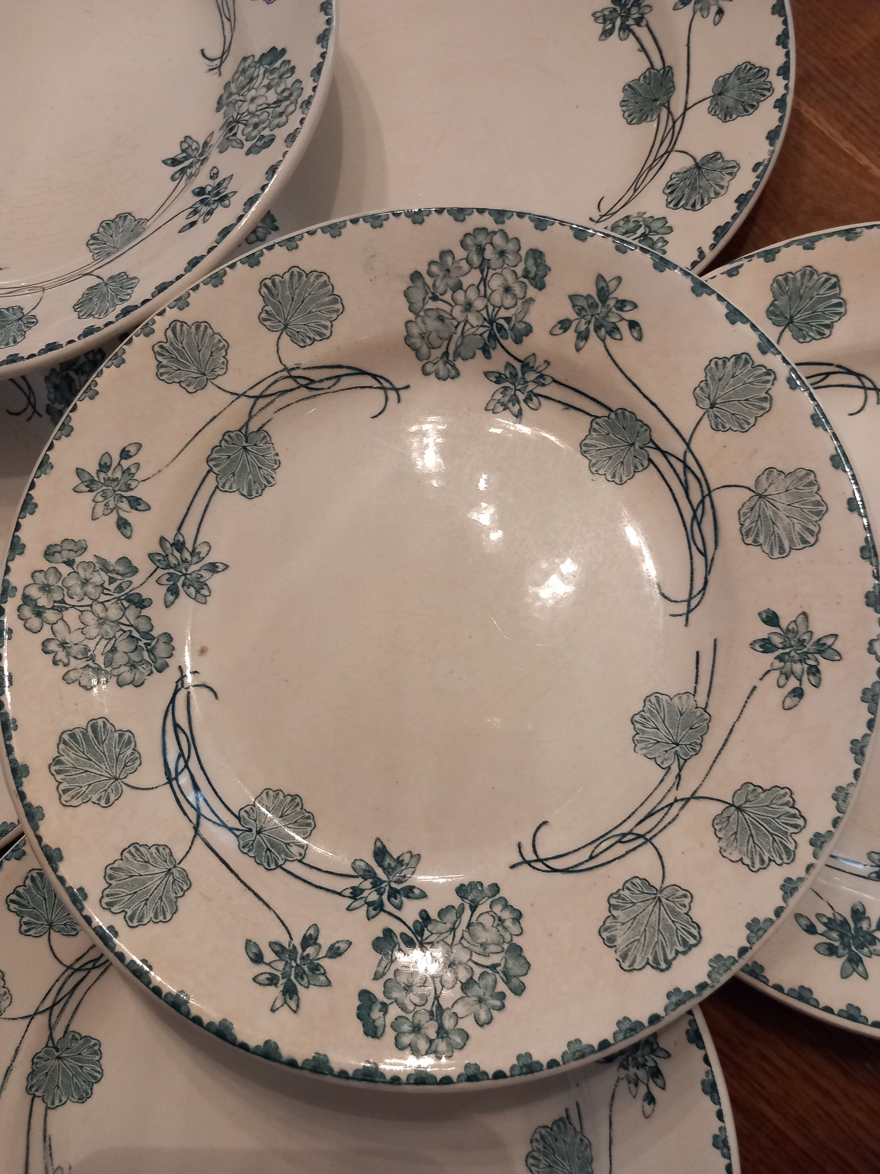8 plates "flat" iron earth. Geranium.sarreguemine