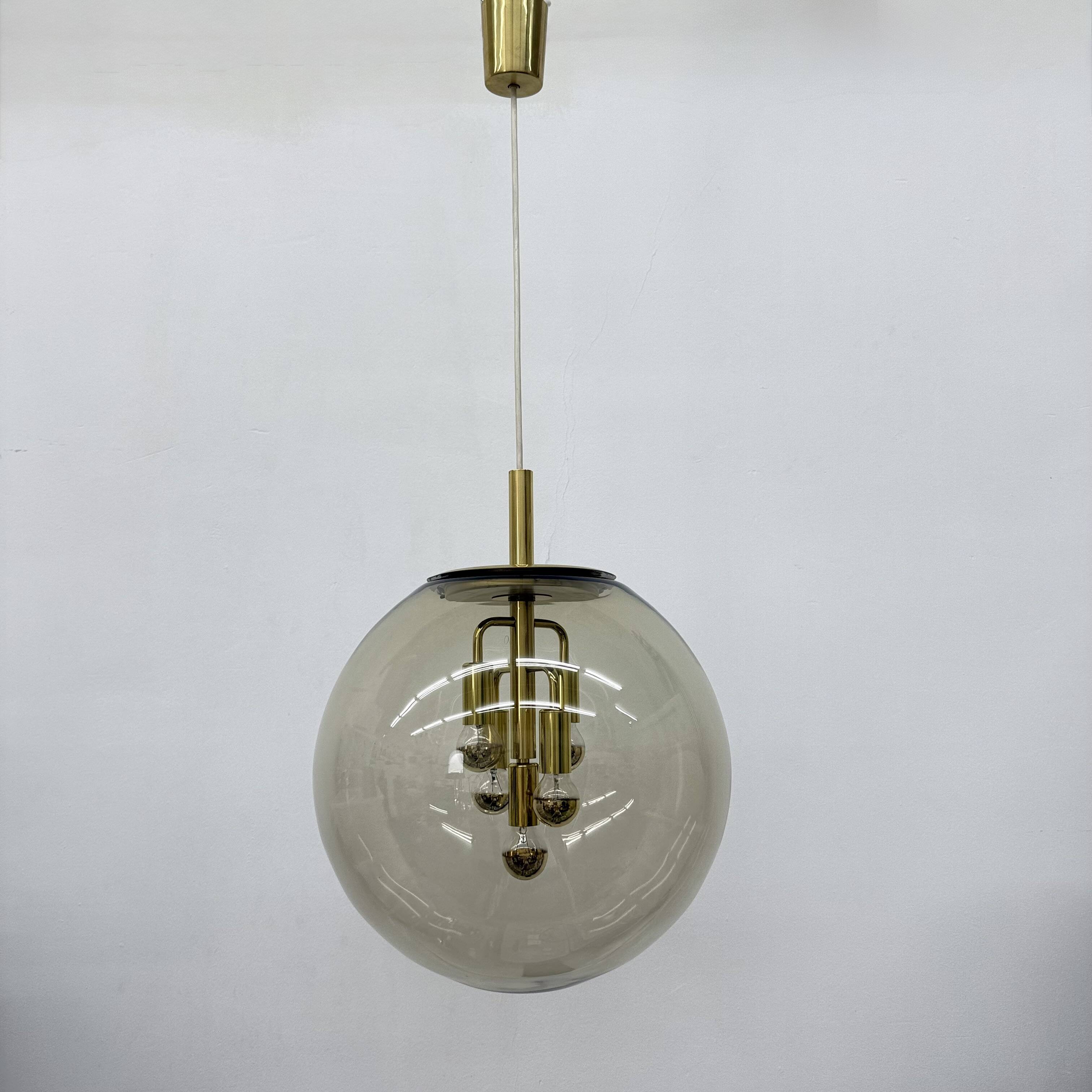 Doria Leuchten globe glass hanging lamp , 1970s