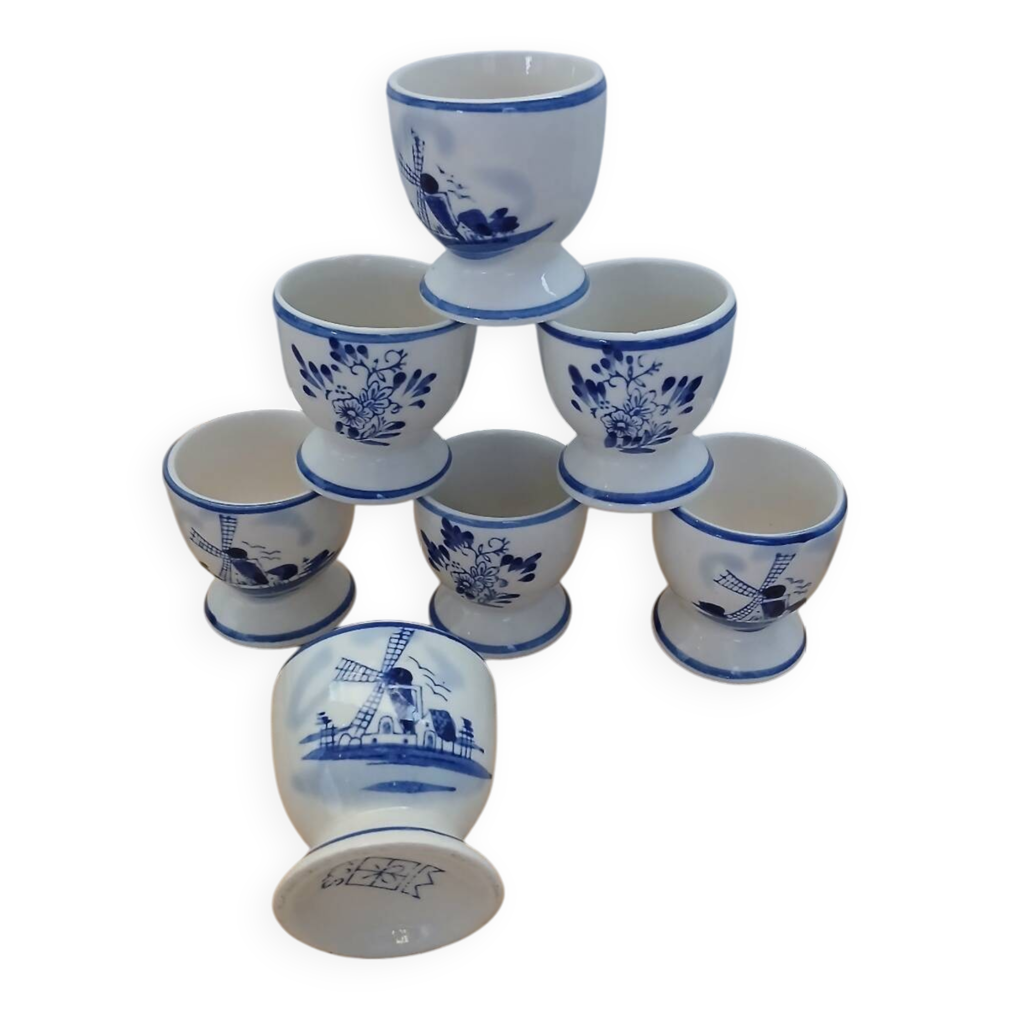 7 antique egg cups