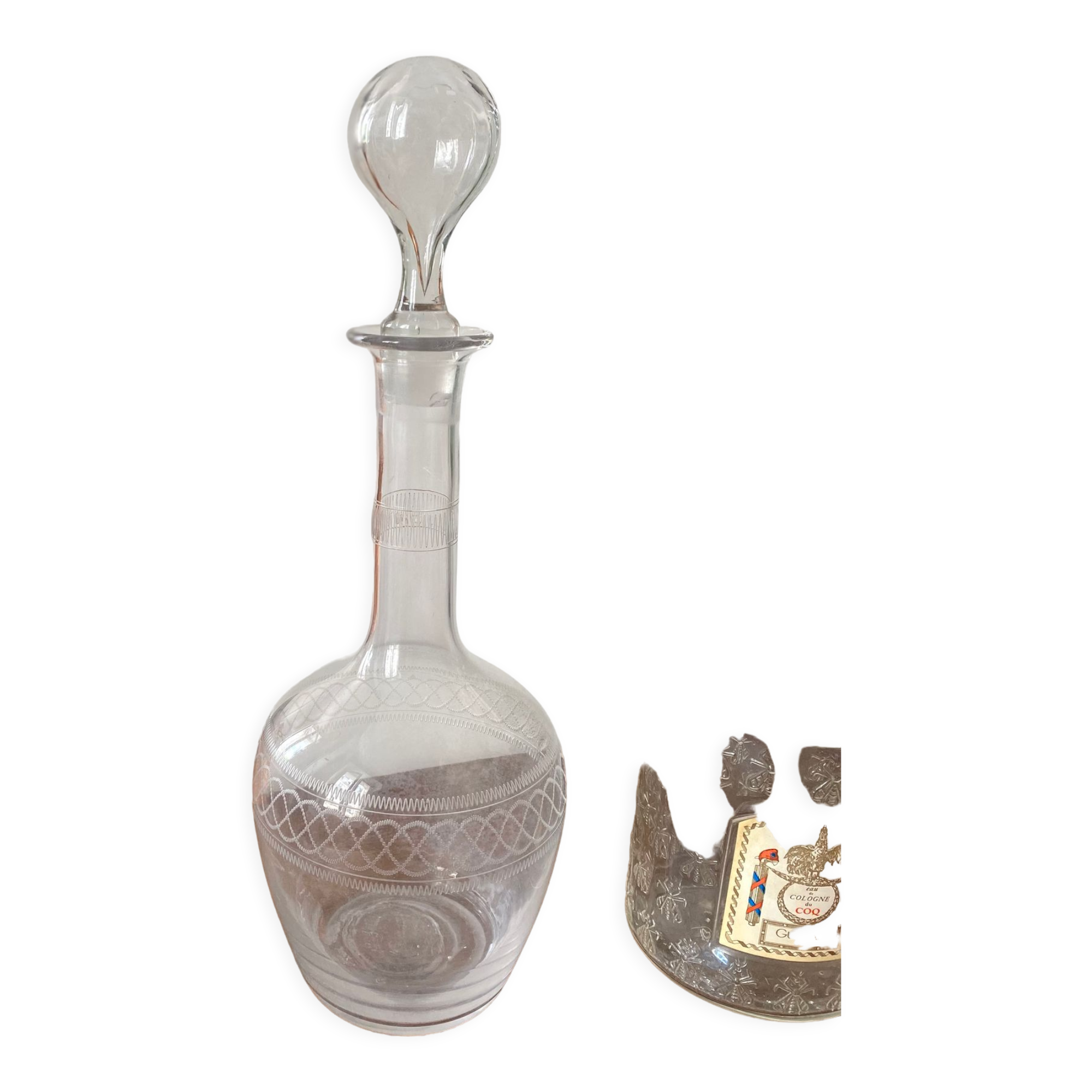Vintage 60s chiseled glass decanter