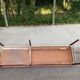 Grand banc d'école vintage 170 cm de 3/4 places en bois brut poncé métal 19
