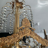 Lustre cascade en bronze et pampilles de cristal