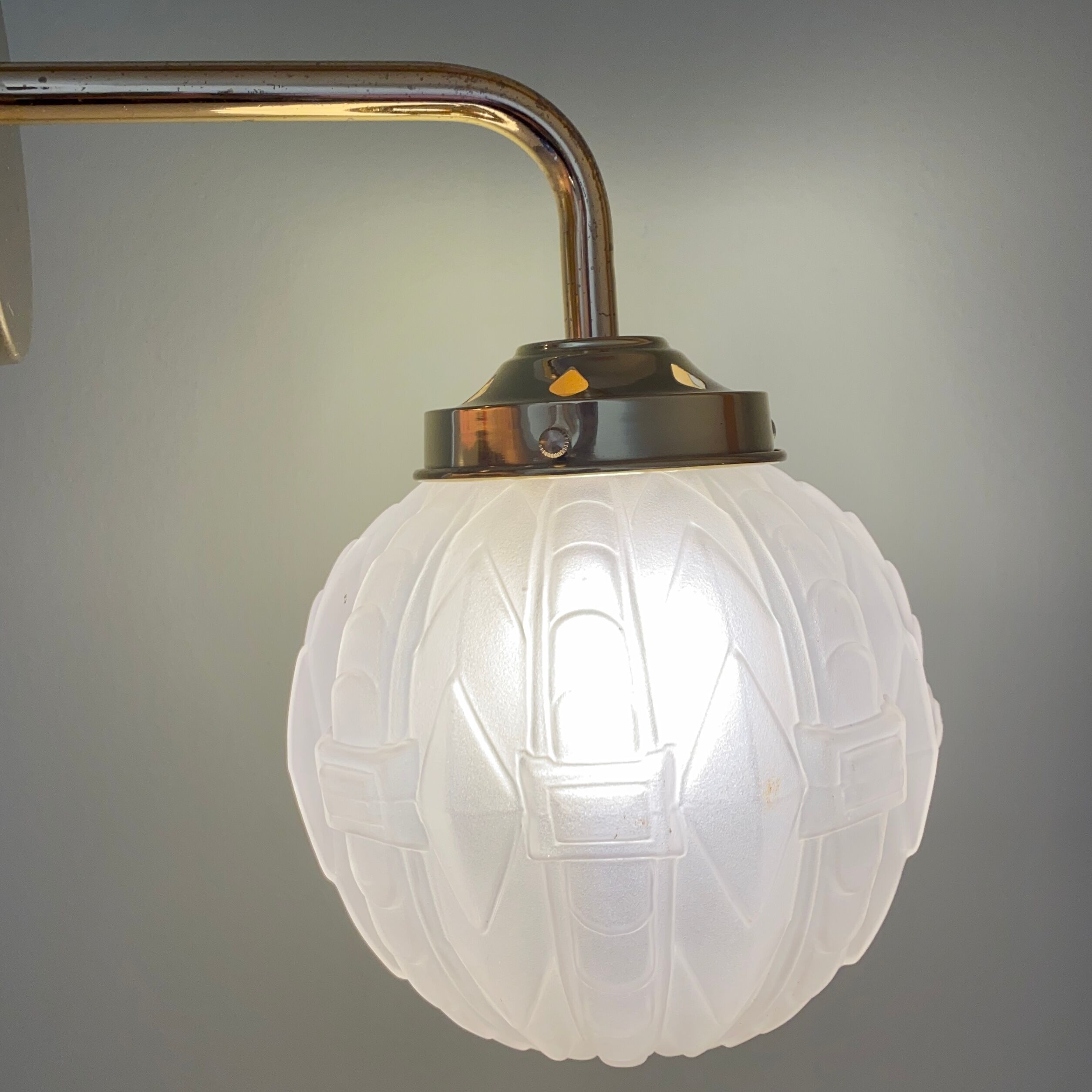 Vintage art deco glass globe elbow lamp