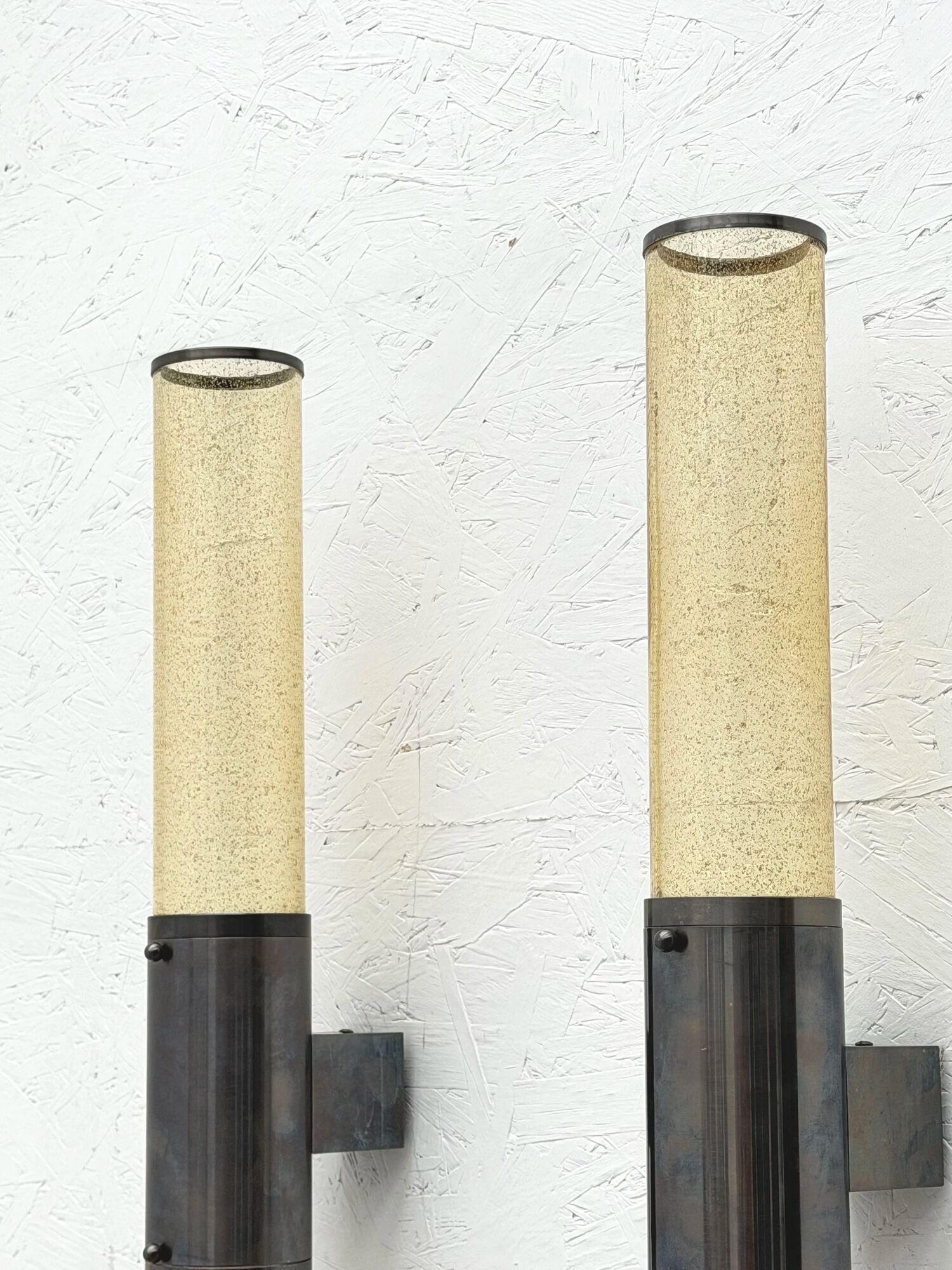 Pair of metal and Murano glass wall lights, 1980