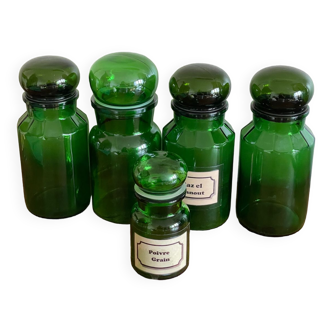 Set of 5 spice jars apothecary jars