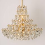 Chandelier, brass and crystal glass by Kinkeldey, Germany, 1970s.