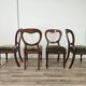Four solid wood chairs with fabric seats, late 19th century