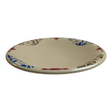 Compotier bas Badonviller art déco beige à fleurs