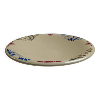 Badonviller art deco beige low fruit bowl with flowers