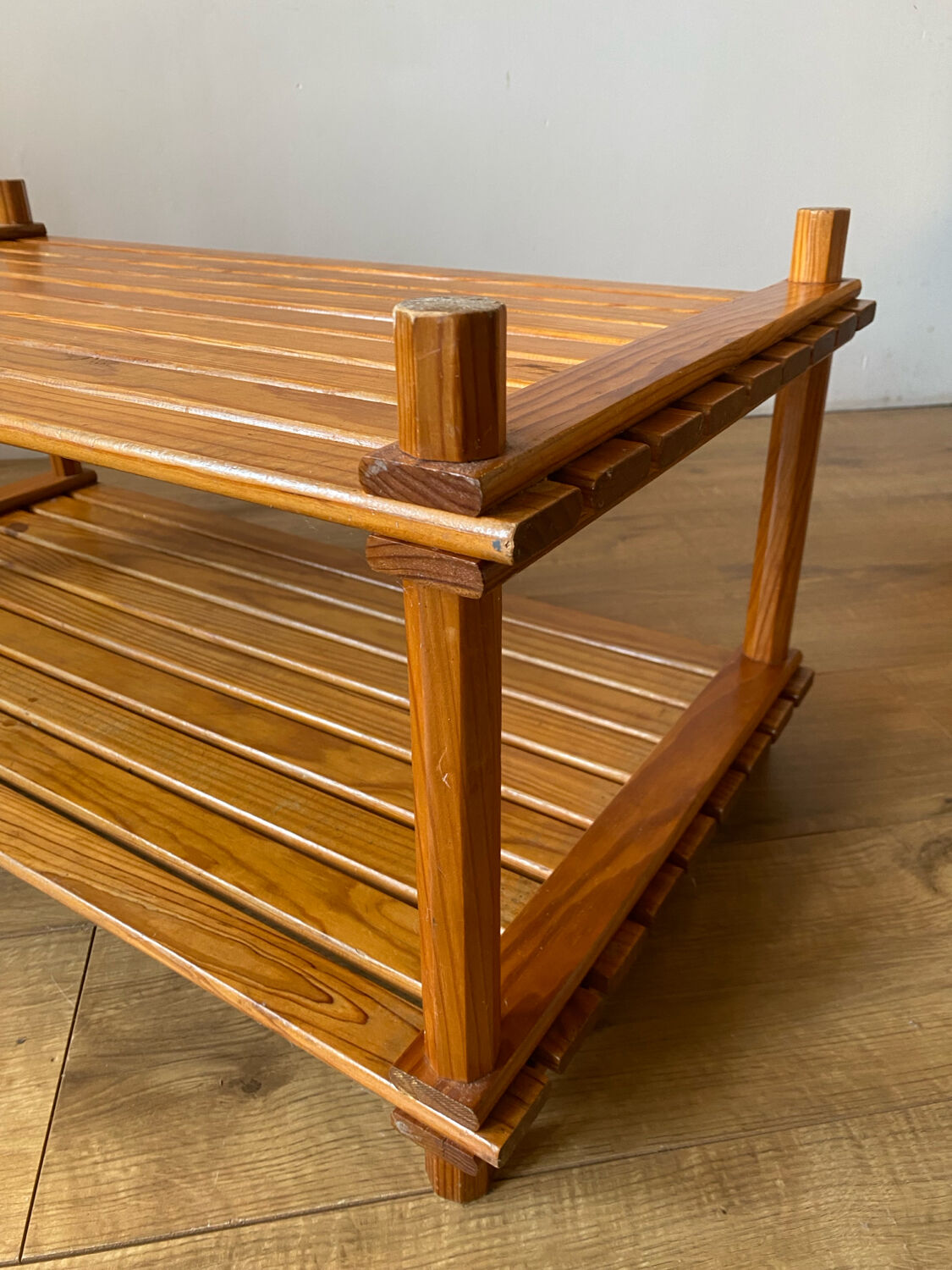 Pine slatted coffee table