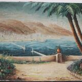 20th century oil on canvas by E.Dulau "View of the Côte d'Azur"