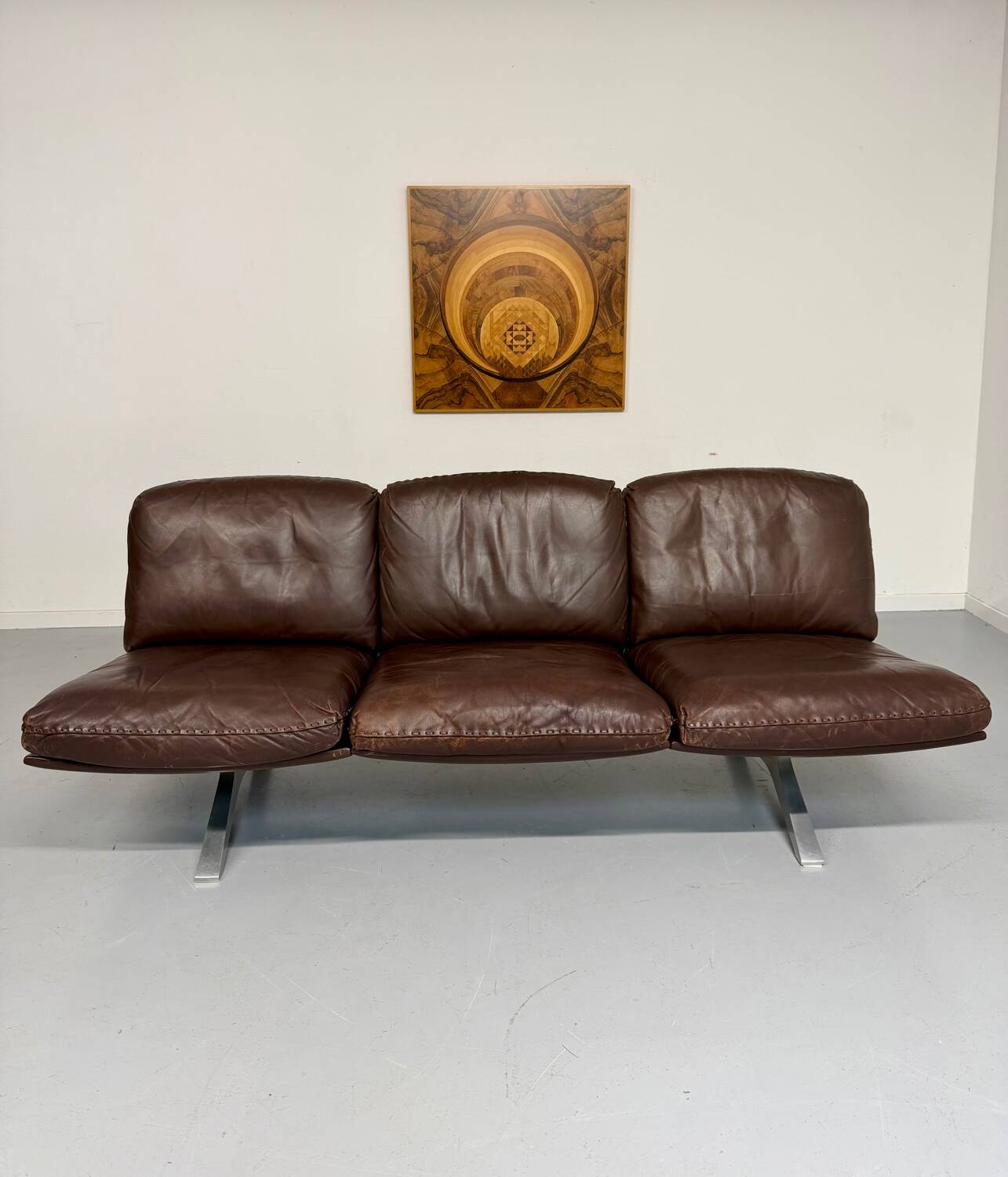 De Sede DS31 vintage leather 3-seater canapé banquette from the 1970s.