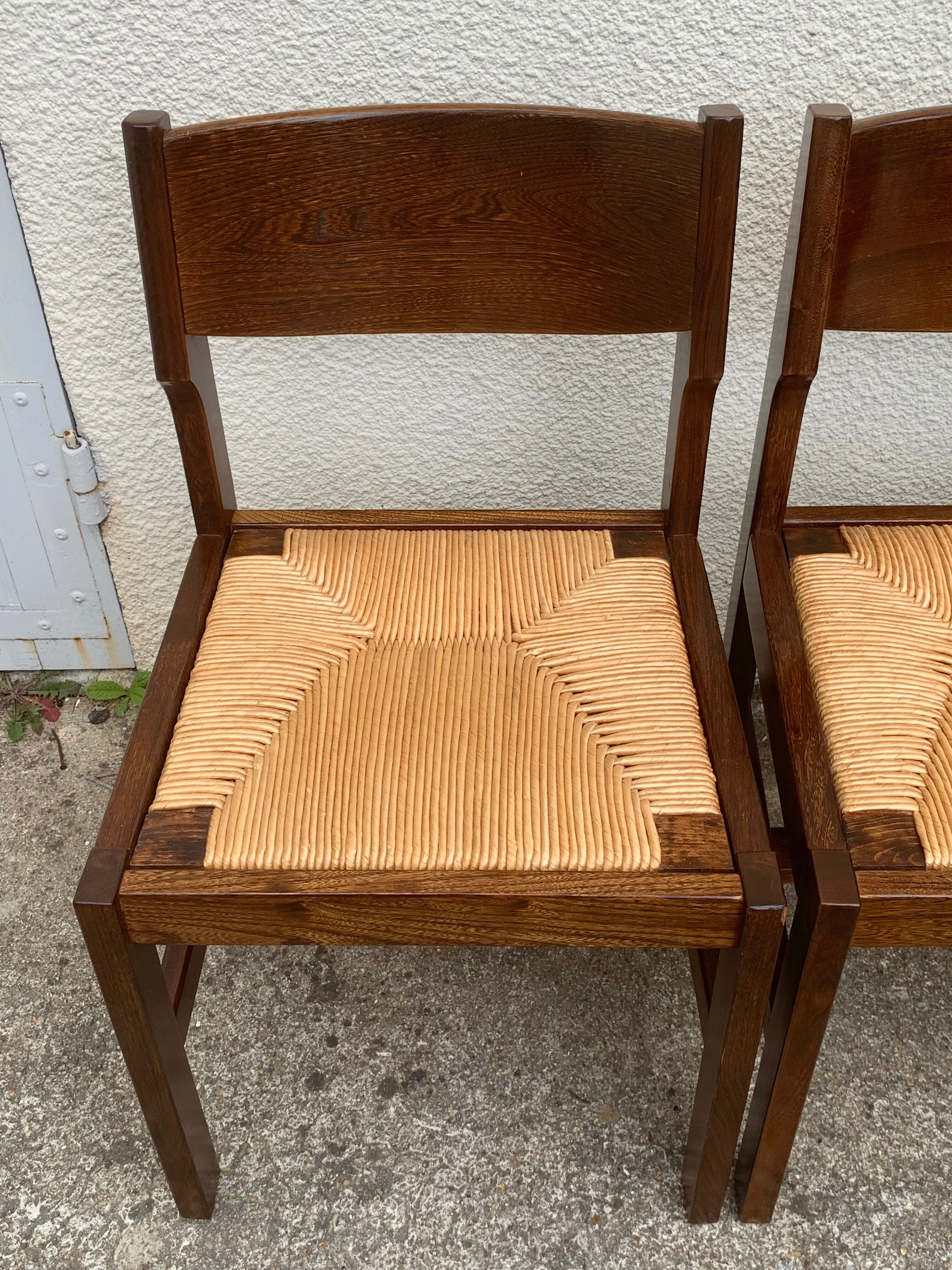 Mulched chairs in vintage solid elm 1960