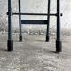 Upcycled industrial laboratory stool, black/grey metal frame with natural wood seat, mid-20th century