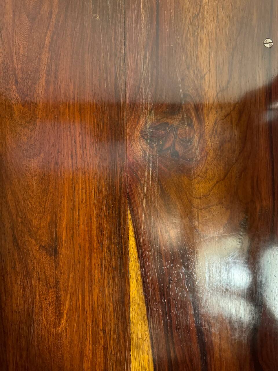 Console in rosewood and burl, early 20th century