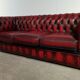 Chesterfield sofa red leather three seats